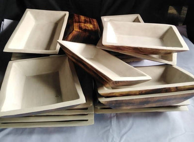 9*7" Natural wood Dough Bowls Painted white on the Inside Surface Bulk. QTY 10 Beautiful Candle Dough Bowls. Offer Sale
