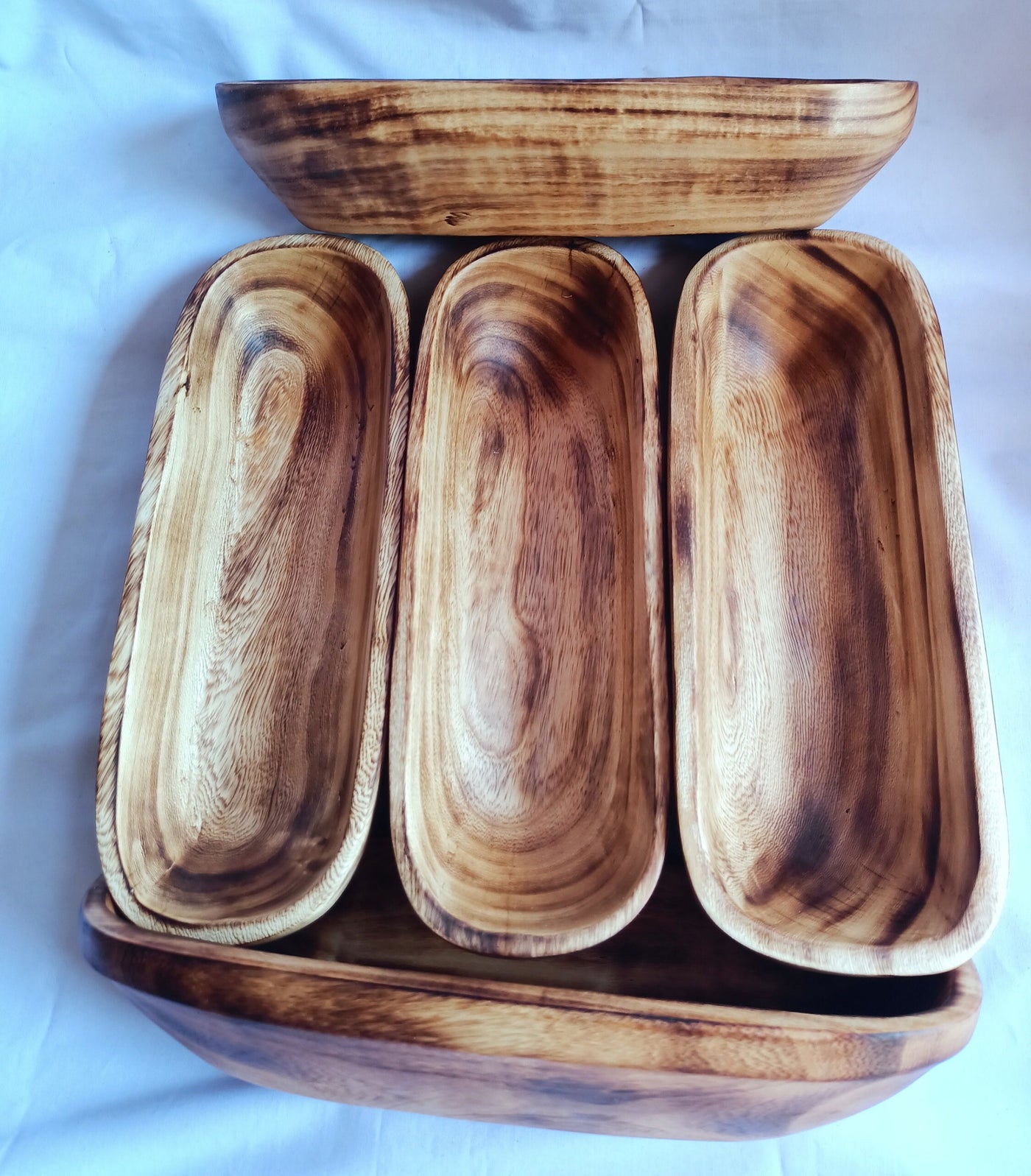 Wholesale Supply! Beautiful Candle Ready 3 Wick Dough Bowls Qty 7. Hand Carved 11×4×2.2" wood Bowl. Rustic Farm House Home Decor.DIY Candle