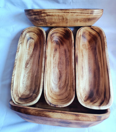 Wholesale Supply! Beautiful Candle Ready 3 Wick Dough Bowls Qty 7. Hand Carved 11×4×2.2" wood Bowl. Rustic Farm House Home Decor.DIY Candle