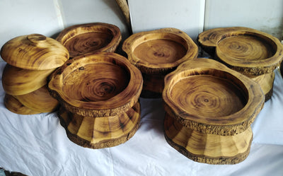 Wholesale! Exquisite Farmhouse Tree trunk Table top Food serving Platter Tray and a  Cloche. Handmade Food Display Decor Serving stem plates