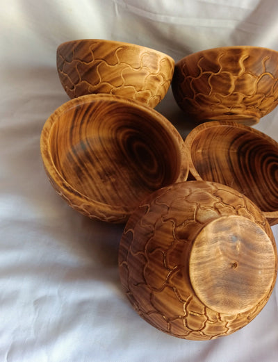 New Bowls Alert!.Perfect Animal Print Machine Cut 5" Diam,2" HT Dough Bowls.Unique Giraffe Print Hand finished Bowls set of 10.DIY Candle
