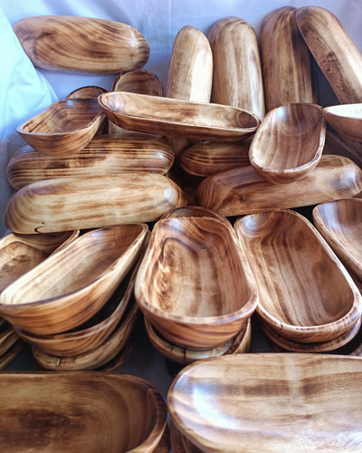 Mini Candle Vessel Dough Bowls Wooden Candle pour Handmade wax melt Bowls Farmhouse Kitchen Decor Gift Bowls Trough set qty 6 mix 9n 11 inch