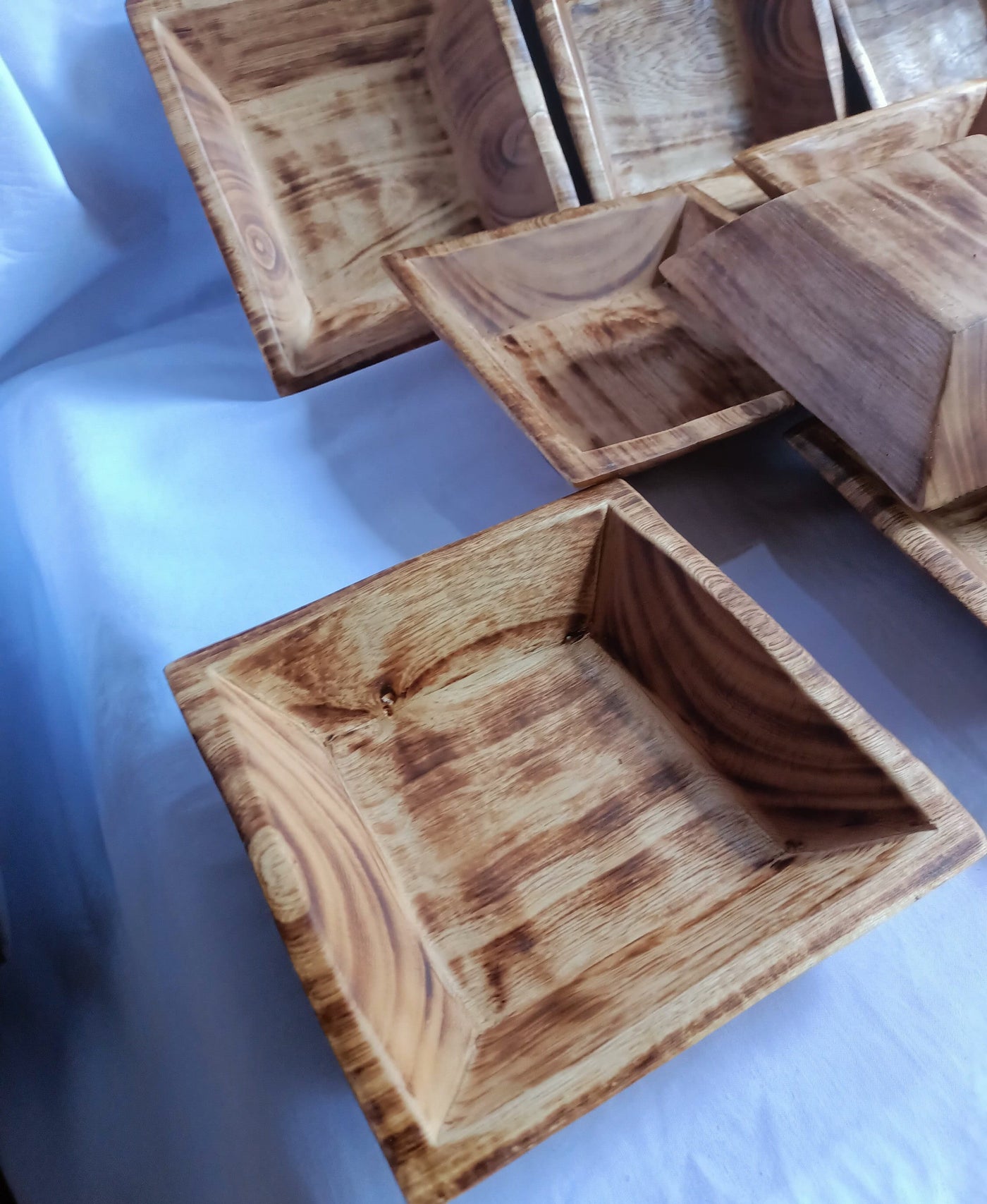 CLEARANCE SALE Bulk Offer Handmade 7" Square  wooden Dough Bowls Set of 10 Candle Fill wax bowls Modern Farmhouse Decor Display Gift Bowls