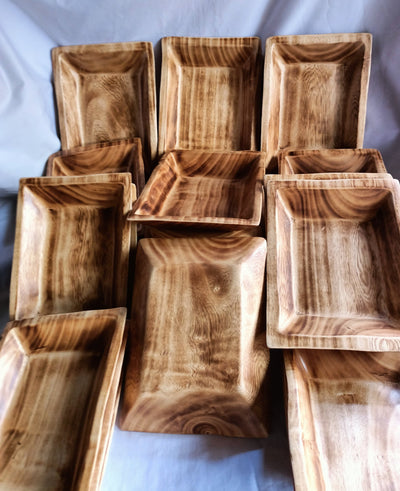 CLEARANCE SALE! WHOLESALE. A Set of 6 Rectangular wooden Dough Bowls 9*7*1.5 .Candle Wax fill Bowls. Farmhouse Decor Items.Diy Art Designs
