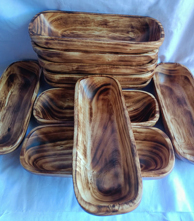 Wholesale Supply! Beautiful Candle Ready 3 Wick Dough Bowls Qty 7. Hand Carved 11×4×2.2" wood Bowl. Rustic Farm House Home Decor.DIY Candle