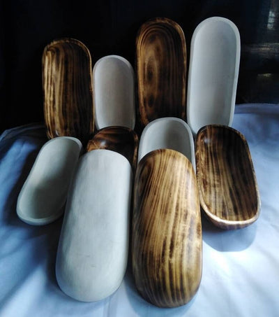Wholesale Supply. Beautiful wooden White and Natural Candle Dough Bowls Mix of 6. Diy Candle Making Kit 9" white and 11"long Natural