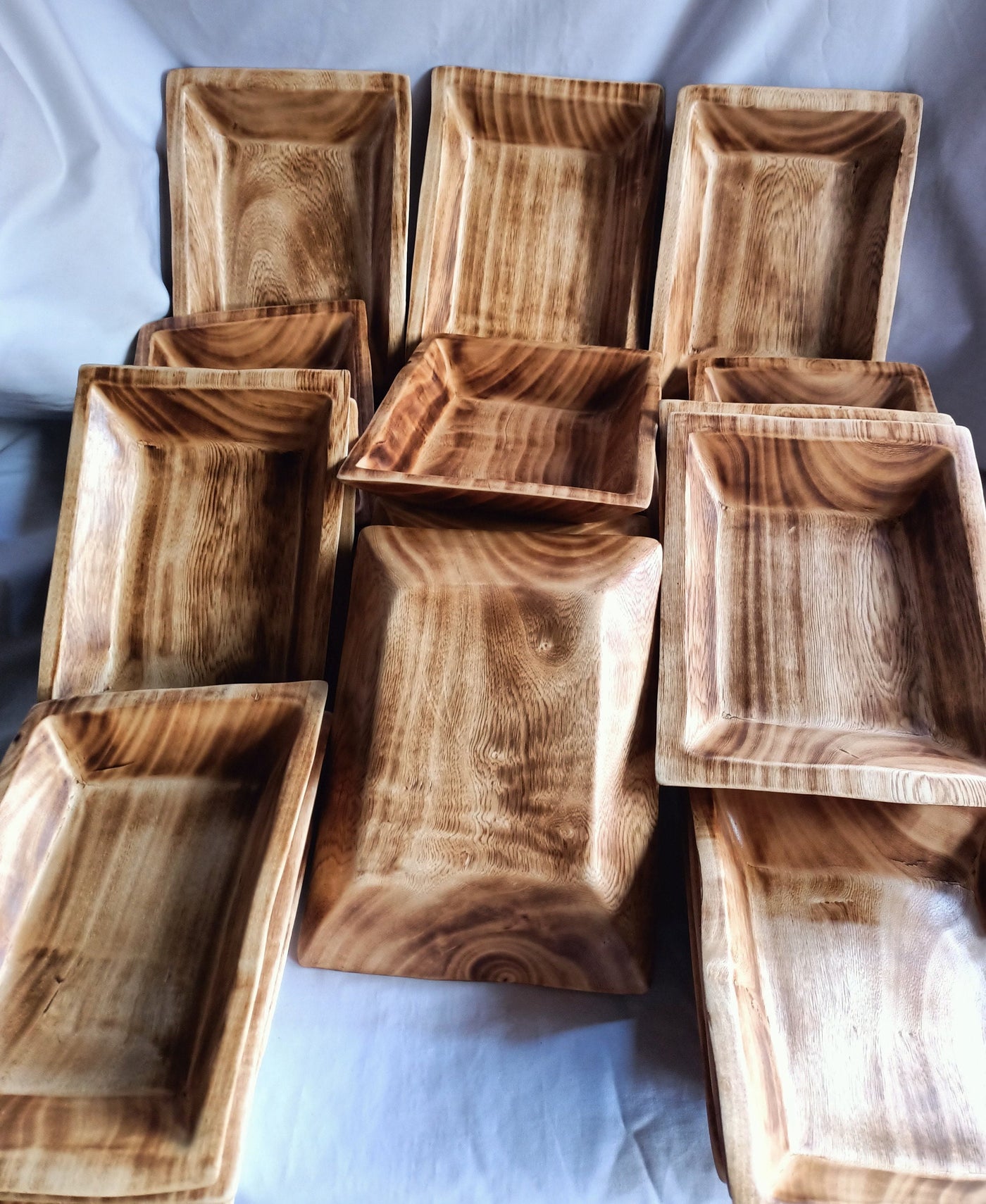 CLEARANCE SALE! WHOLESALE. A Set of 6 Rectangular wooden Dough Bowls 9*7*1.5 .Candle Wax fill Bowls. Farmhouse Decor Items.Diy Art Designs