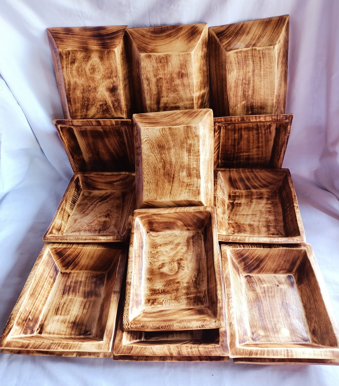 Wholesale Unique Handmade Dough Bowls set of 5.Wooden multiple wick Candle Display Bowls.Farmhouse Decor Centerpiece.DIY Candle Making Kit.