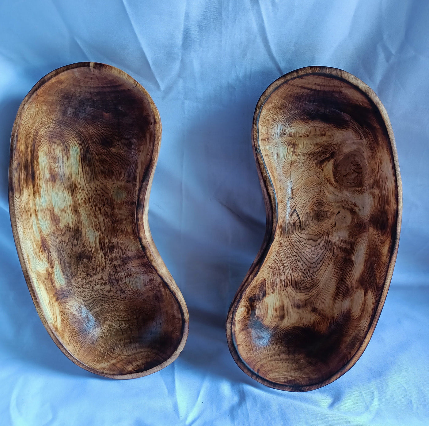 Wholesale Supply.Handmade  Curved 12 " Wooden Bowl Set of 5. The Pod Bean Dough Bowls. Diy candle Making kit. Art Decor Bowls.Gift Bowls