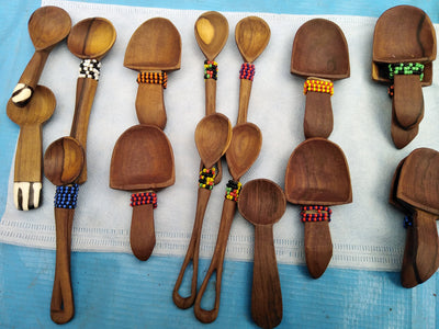 Wholesale. Olive wood Sugar, Salt and Spice wooden wood Beaded Spoons set of 5. Wood cow Bone  inlay Tea Spoon.Beaded Cutlery.Best Gift Item