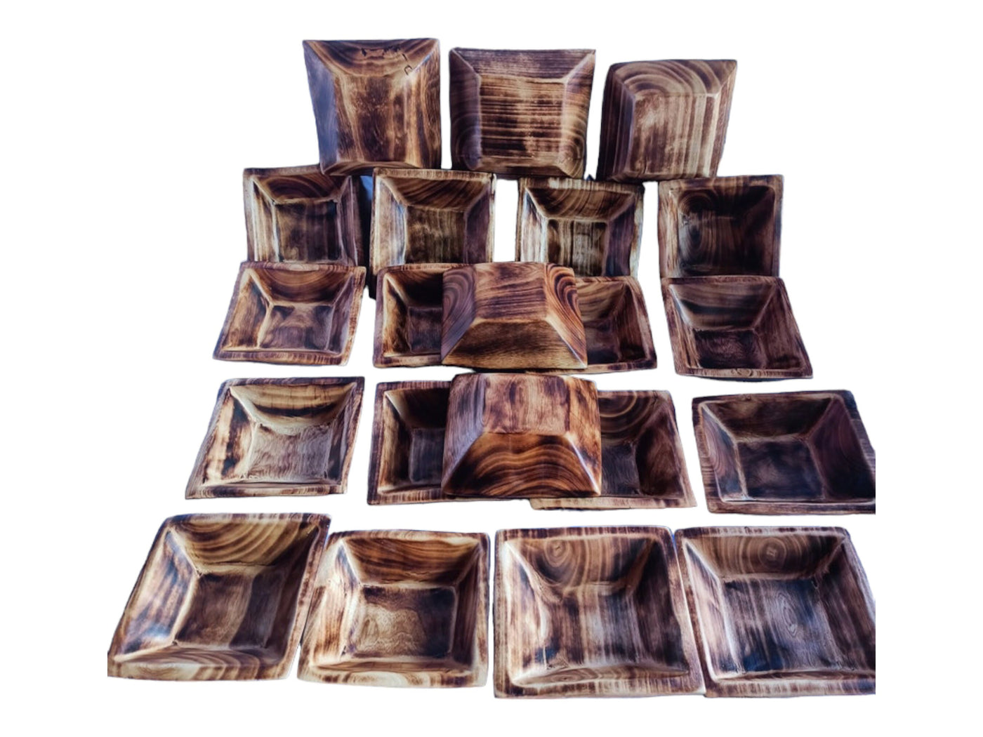 Wholesale! New Arrivals! Small Wooden Handmade 5" Square Candle Dough Bowls Set of 10.Modern Home Decor Bowls. Centerpiece Display wax Bowls
