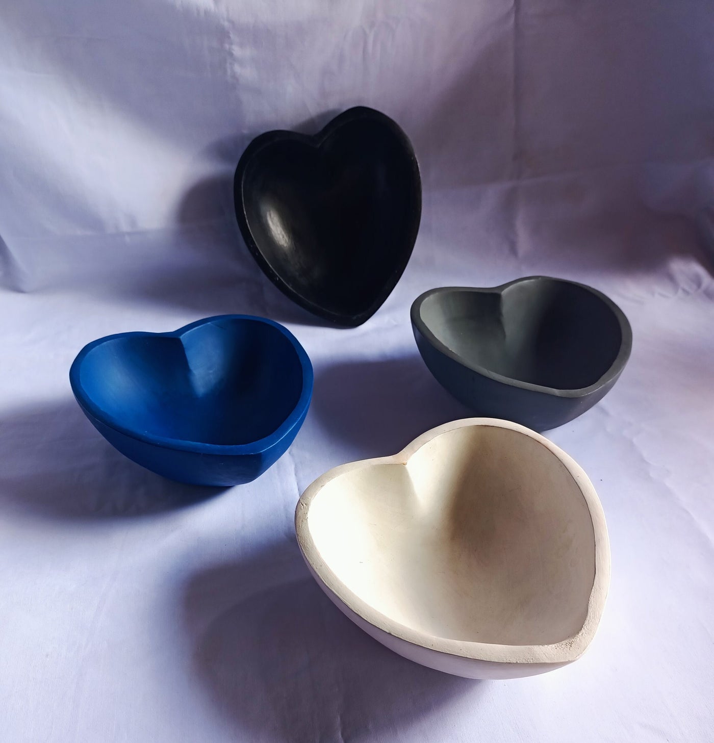 ONSALE Wholesale Handmade Heart shaped Bowls Set of 5 Coloured Dough Bowls Farmhouse Decor and Gift Bowls Valentines Colours Candle Bowls