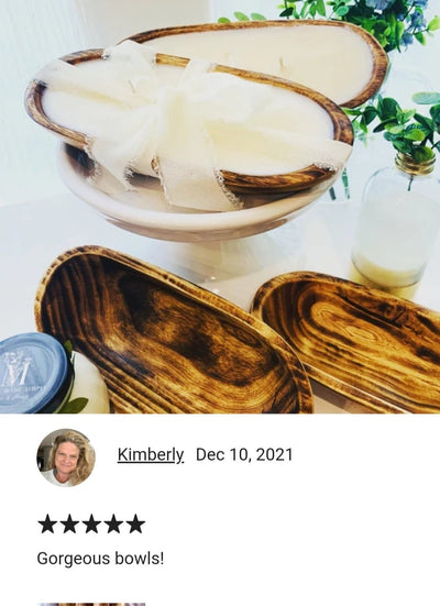 Mini Handmade Wooden Candle Ready Dough Bowl Decorative Farmhouse candle wood  bowls Rustic baguettes Decor wax burn vessel Bowls set of 10
