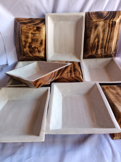 Personalized 9*7" Natural wood Dough Bowls Painted white on the Inside Surface. QTY 10 Beautiful Engraved Business name Candle Bowls. SALE.