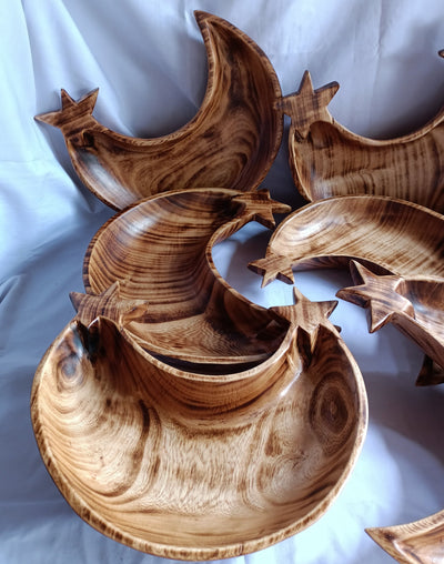 Bulk Supplies. Unique Double Star cresent Moon shaped Handcarved Dough Bowls set of 5. Diy Candle Bowls. Farmhouse Decor Bowls.Gift items.