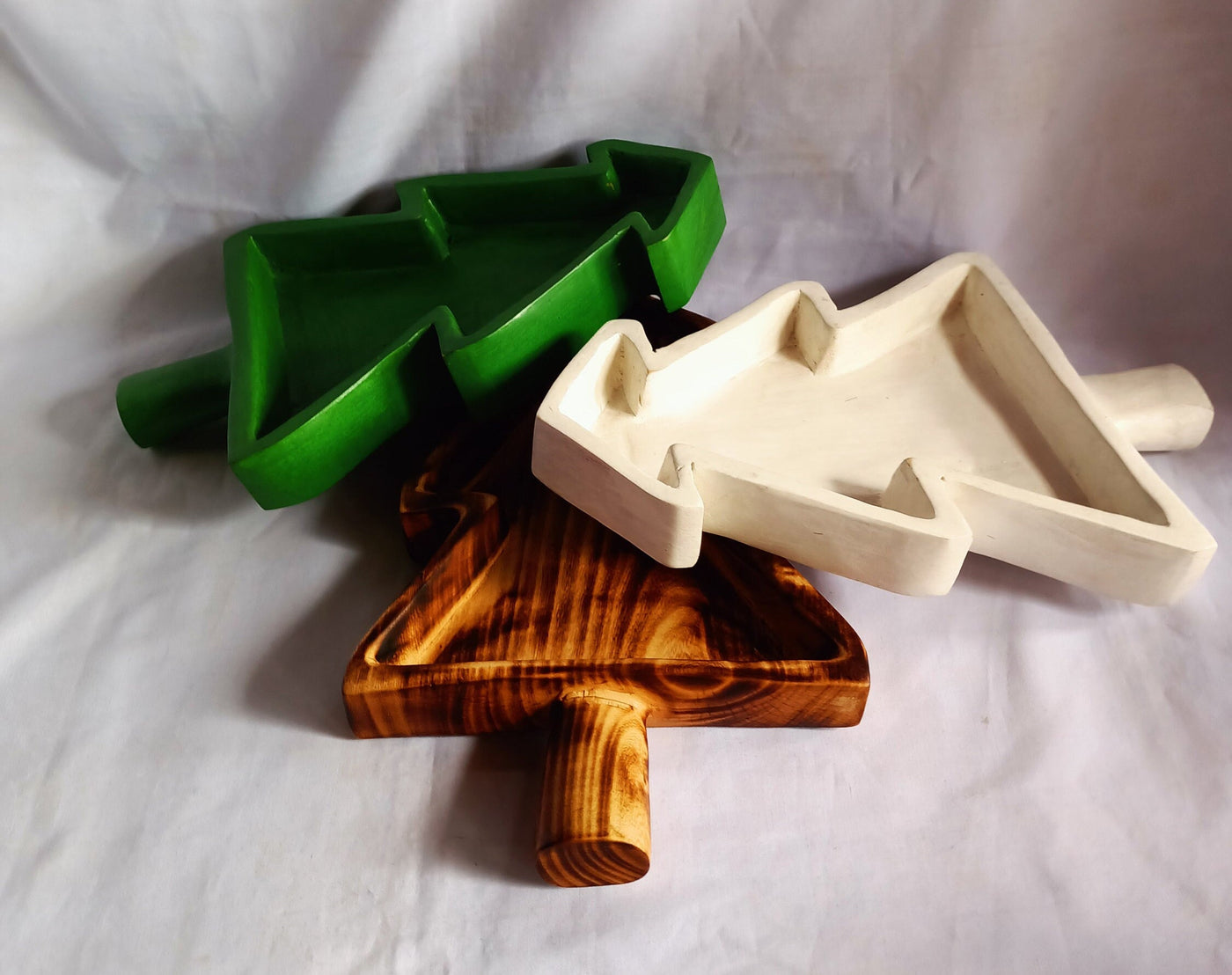 Wholesale Availability! ONSALE.A set of 6 Painted Tree Dough Bowls. Christmas tree wax Pour Candle Bowls Farmhouse Decor Bowls.10 " Long