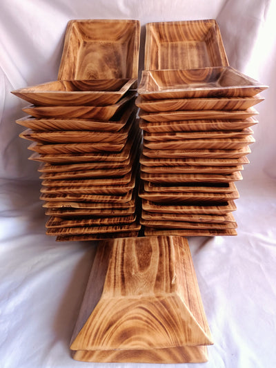 CLEARANCE SALE! WHOLESALE. A Set of 6 Rectangular wooden Dough Bowls 9*7*1.5 .Candle Wax fill Bowls. Farmhouse Decor Items.Diy Art Designs