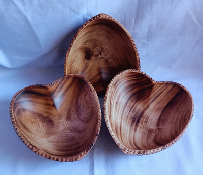 Bulk Sale! Handmade Heart shaped wooden Decorated Dough Bowls set of 8. Valentine Decor Candle Bowls. DIY Candle Gift Bowls. Farmhouse Decor