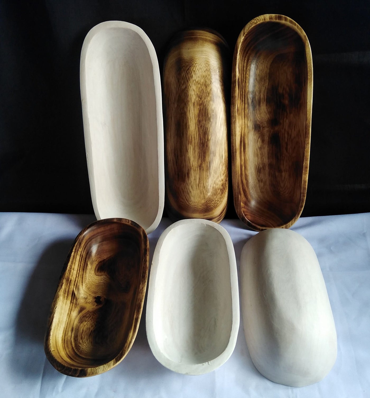 Bulk supply Candle Bowls. 9and11" skinny Candle Bowls Mix of 6 white and Natural..Farmhouse Decor Bowls.