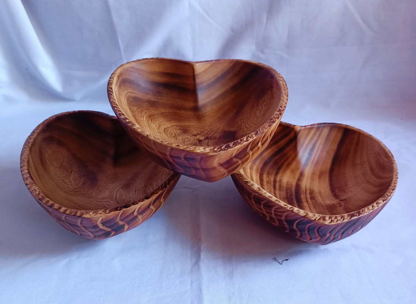 Bulk Sale! Handmade Heart shaped wooden Decorated Dough Bowls set of 8. Valentine Decor Candle Bowls. DIY Candle Gift Bowls. Farmhouse Decor