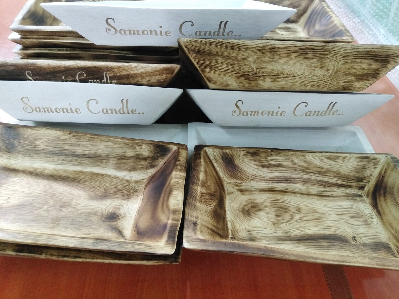 Wholesale. QTY 10 Mixed white and Natural stained Wood Engraved Dough Bowls.Decorative Candle Bowls with Initials.Express Shipping worldwide
