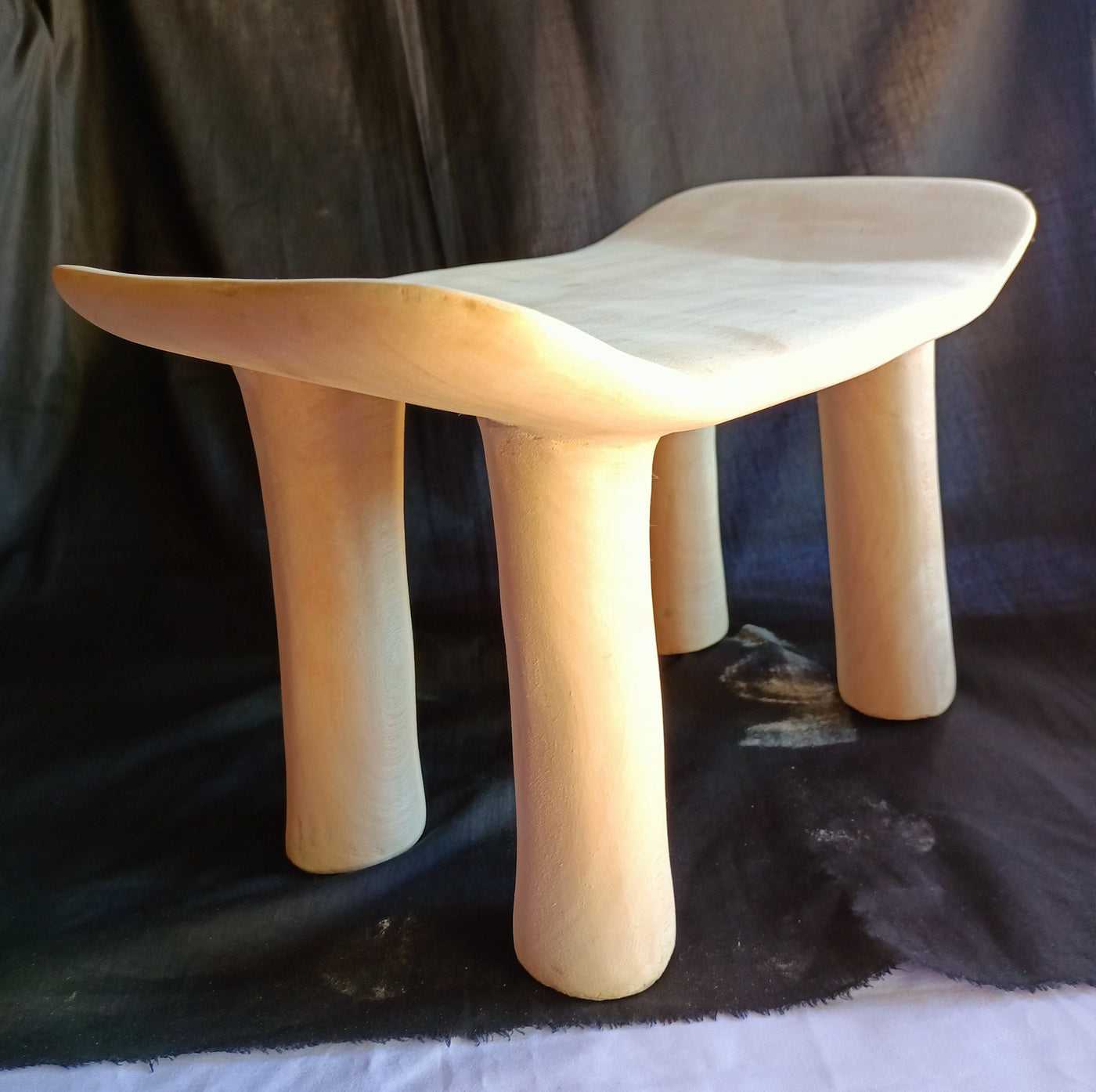 Natural wood African Senufo stool Approx. 16L*8w*8"H. Kenyan Akamba Four legged Tribal Stool Gift item.Cultural Traditional Furniture