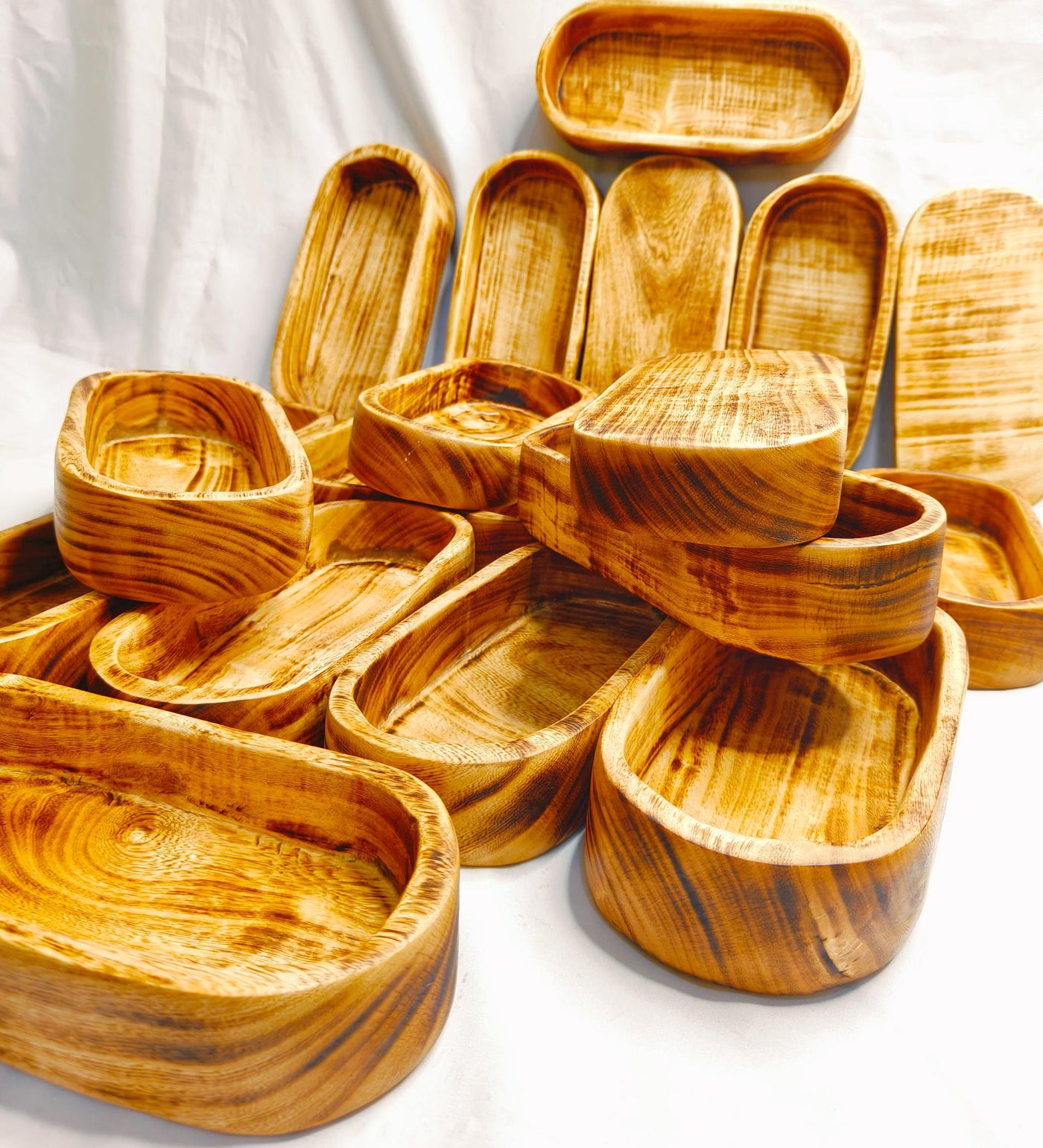 Rustic Wooden Dough Bowl for Candle Making |Hand-Carved Wood Candle Vessels| Farmhouse Decor Candle Bowls set of 6/ Reusable Wood wax Bowl
