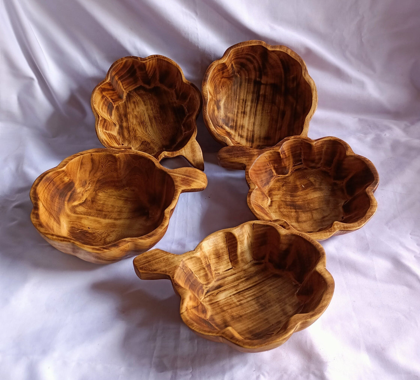 Wholesale Discounts. Beautifully Handcrafted Unique medium Pumpkin Dough Bowls set of 5.DIY Candle Ready Gift Bowls. Centerpiece Decor Bowls