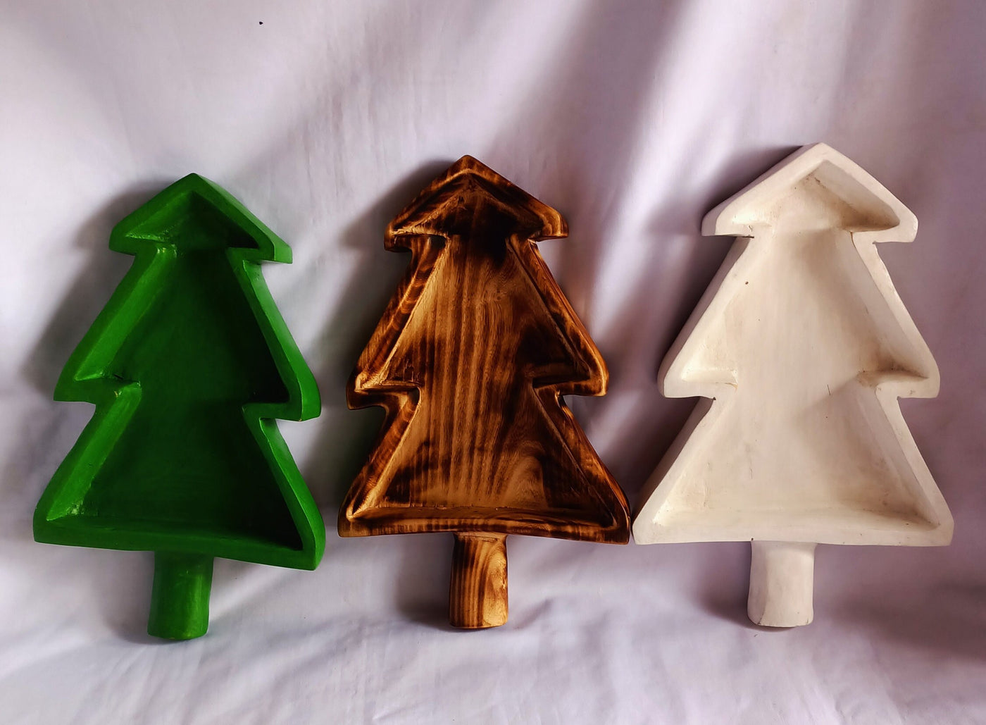 Wholesale Availability! ONSALE.A set of 6 Painted Tree Dough Bowls. Christmas tree wax Pour Candle Bowls Farmhouse Decor Bowls.10 " Long