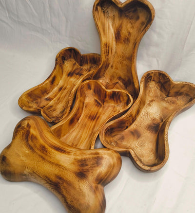 10x6" Wooden Borne shaped Candle   Dough Bowl set of 5pcs wood Borny Bowls for the Dog Candle  Gift items pet feeding Farmhouse outdoor Deco