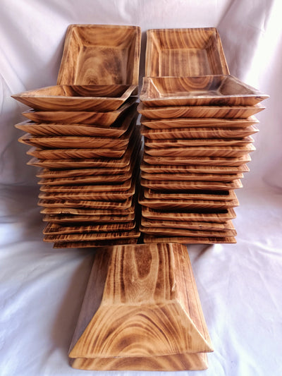 CLEARANCE SALE! WHOLESALE. A Set of 6 Rectangular wooden Dough Bowls 9*7*1.5 .Candle Wax fill Bowls. Farmhouse Decor Items.Diy Art Designs