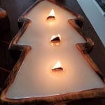 Bulk Sale!Medium Christmas Tree-Natural stained wood 10"long 1.5"Ht Hand carved Dough Bowls set of 5.DIY Candle making kit Decor season Bowl