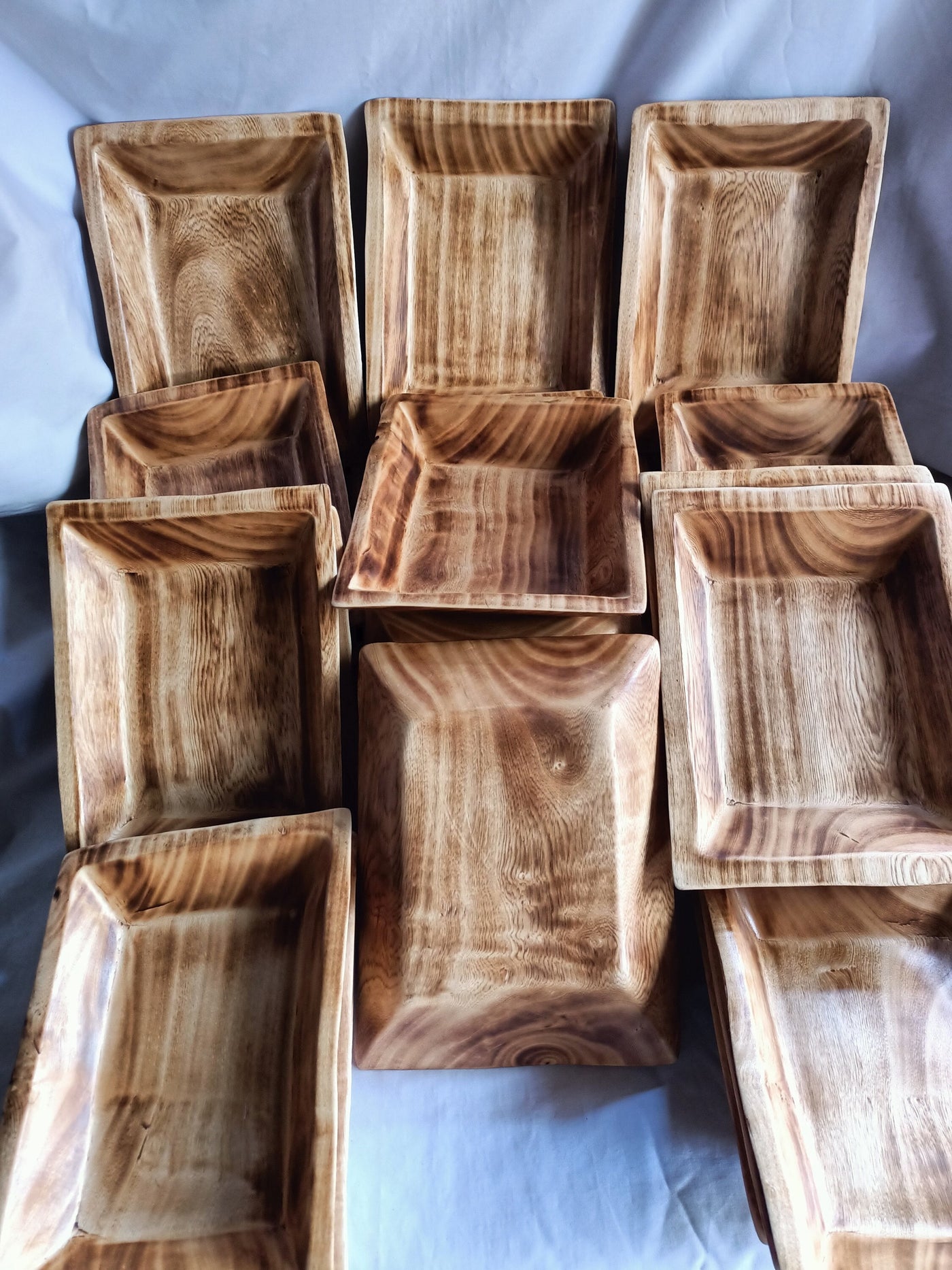 CLEARANCE SALE! WHOLESALE. A Set of 6 Rectangular wooden Dough Bowls 9*7*1.5 .Candle Wax fill Bowls. Farmhouse Decor Items.Diy Art Designs