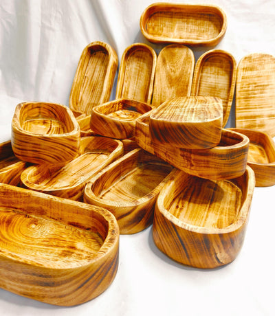 Mini Perfect Candle Dough bowls/New and Improved Wooden Dough wax Bowl for Candles set of 6/ woody stained 9x4x2 inches Farmhouse Decor Gift