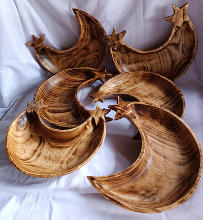 Bulk Supplies. Unique Double Star cresent Moon shaped Handcarved Dough Bowls set of 5. Diy Candle Bowls. Farmhouse Decor Bowls.Gift items.