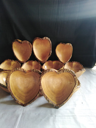 Wholesale.Laser Engraved Heart shaped Candle Dough Bowls set of 10.Personalized Heart Display Bowls.Inscribed Centerpiece Bowls with a name.