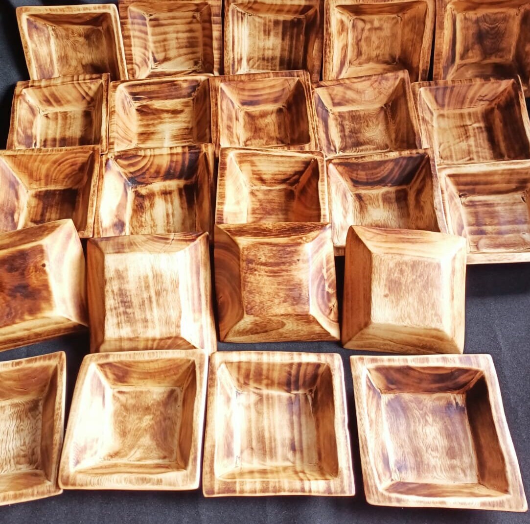 CLEARANCE SALE! Wholesale Availability.Handmade 5*5" square wooden Gift Bowls set of 12.Candle pour wax Dough Bowls.Gift Decor item Bowls.