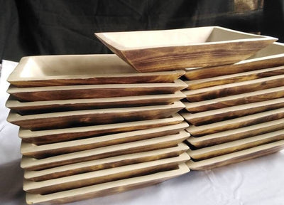 9*7" Natural wood Dough Bowls Painted white on the Inside Surface Bulk. QTY 10 Beautiful Candle Dough Bowls. Offer Sale