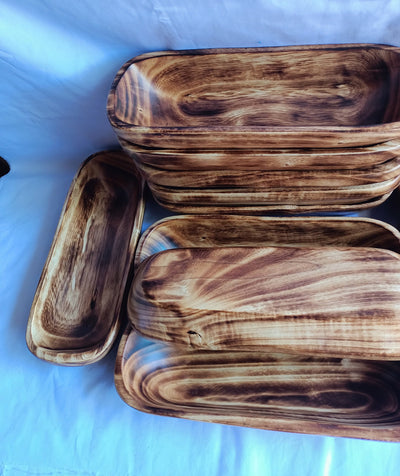 Wholesale Supply! Beautiful Candle Ready 3 Wick Dough Bowls Qty 7. Hand Carved 11×4×2.2" wood Bowl. Rustic Farm House Home Decor.DIY Candle