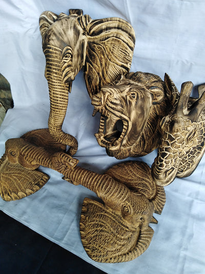 Wholesale Handmade Antique wooden Animal Wall Decor.Wall Hanging Decor.Giraffe head art.1 piece of your Choice.Christmas Handmade Gifts