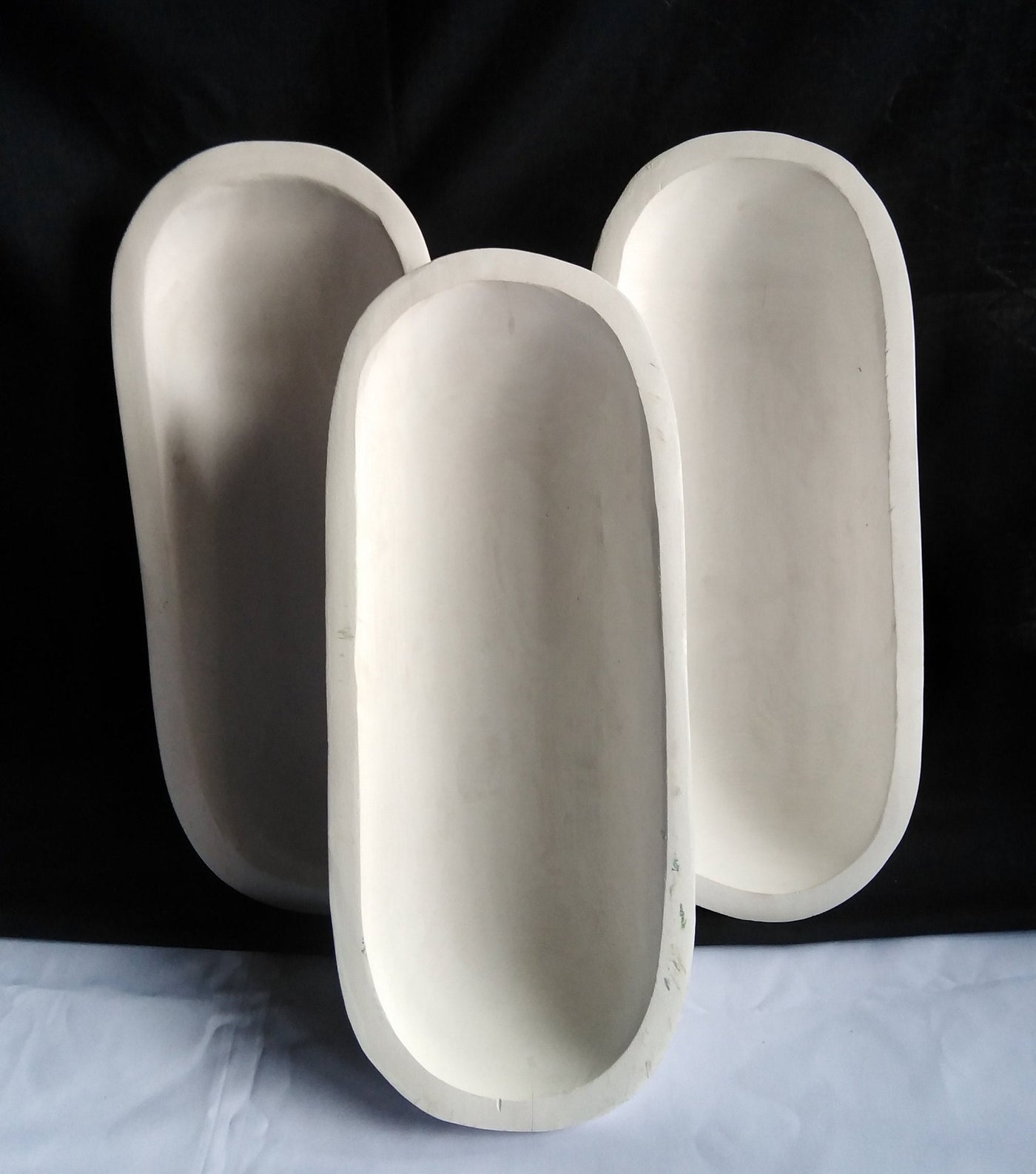 Bulk medium Wooden Candle Dough Bowls- white set of 3. Centerpiece Home Decor Bowls. Diy Candle Making Kit. 13" Wood Bowls.