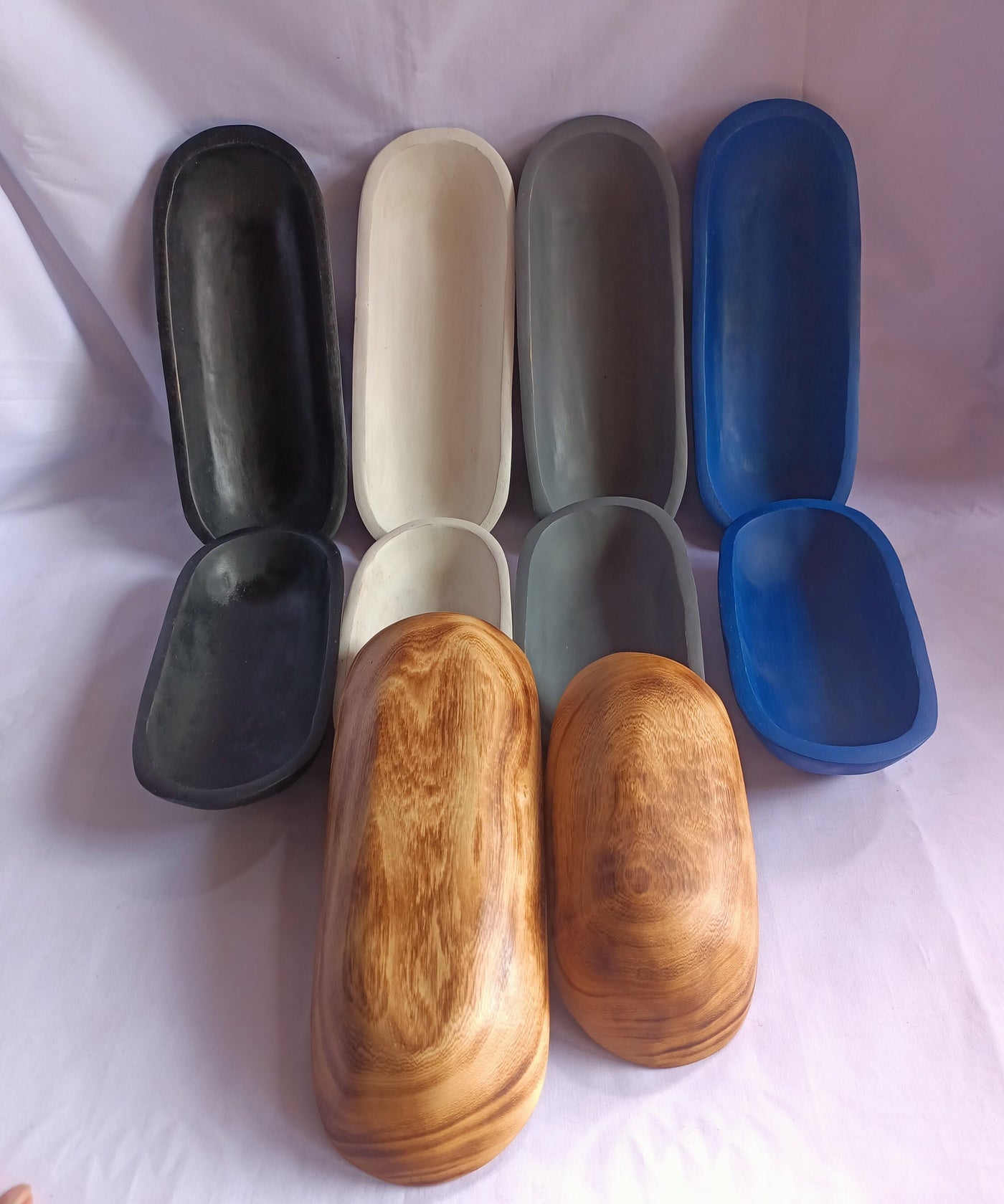 Wholesale Deals! 10 mixed Oblong Dough Bowls with Five  Different Colours. 11" and 9" Boats Candle Bowls. Farmhouse Decor Gift items Bowls.