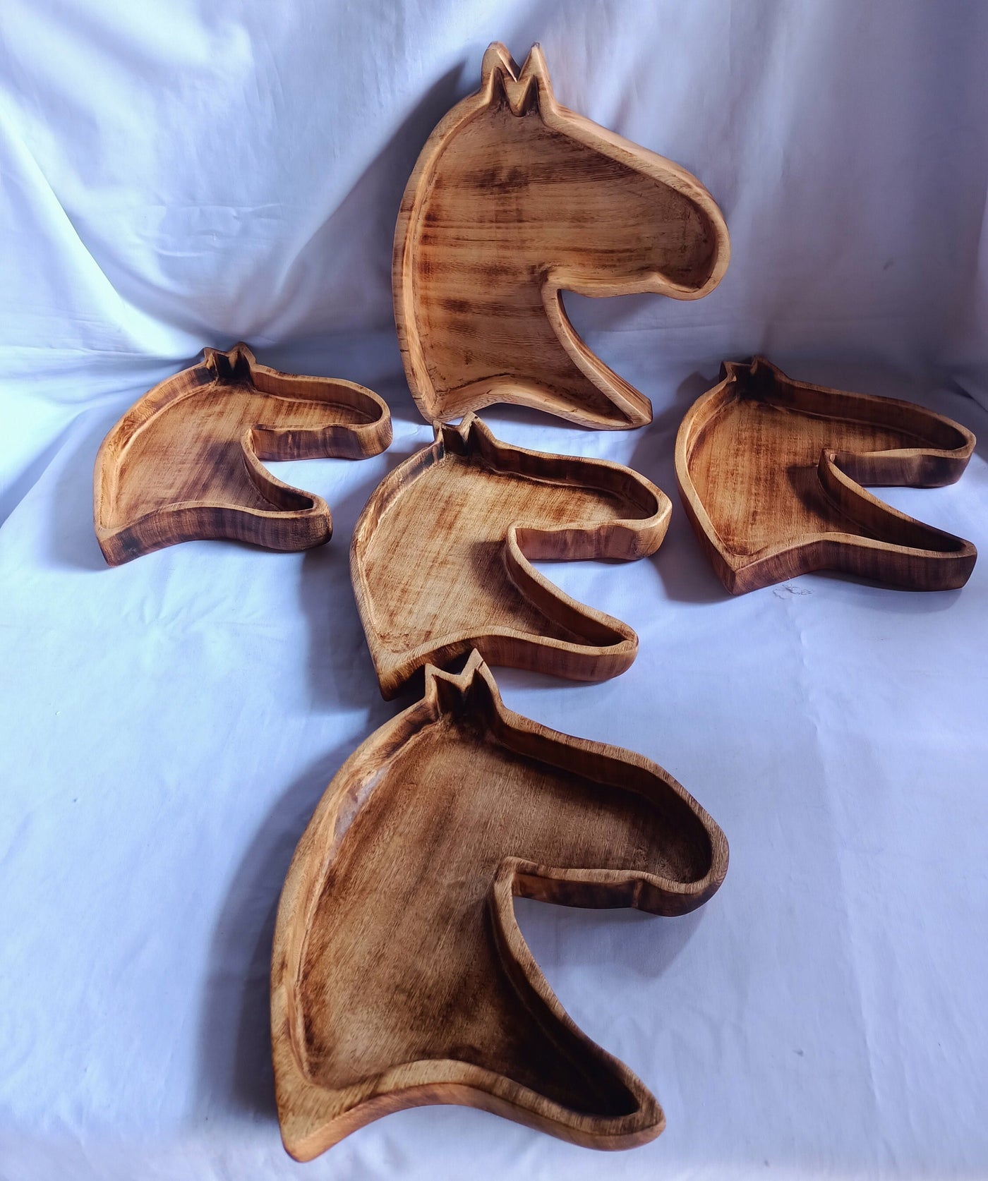 New bowls Alert! ONSALE Bulk Supply  Handmade Horse Shaped wooden Dough Bowls set 5.Stallion Wax Candles Bowls Stable Theme Farmhouse Decor.