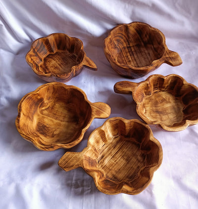 Wholesale Discounts. Beautifully Handcrafted Unique medium Pumpkin Dough Bowls set of 5.DIY Candle Ready Gift Bowls. Centerpiece Decor Bowls