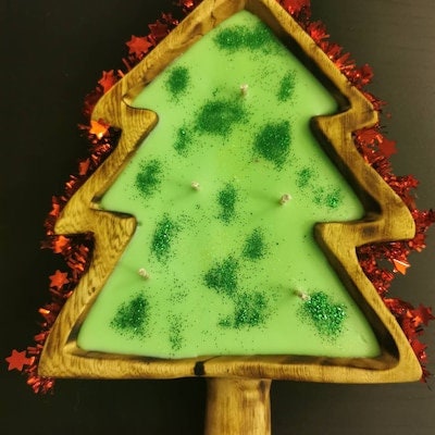 Mini Handmade Christmas Holiday Themed Dough Bowls for Festive Candle making Decor Wood Vessels set of 5 Bespoke wax Bows for candle Gifts