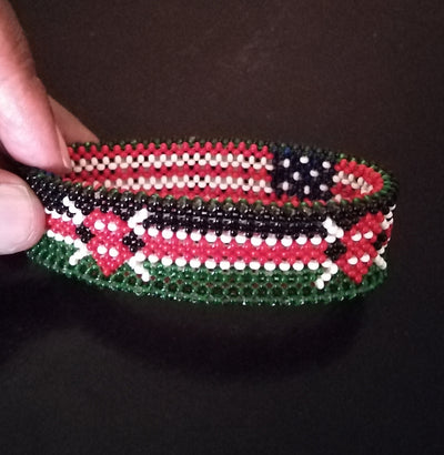 Wholesale United States Flag. Personalized Name Beaded Bracelet. Kenya/American Flag Colours. Handmade Patriotic Custom word Bracelet.