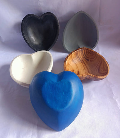 ONSALE Wholesale Handmade Heart shaped Bowls Set of 5 Coloured Dough Bowls Farmhouse Decor and Gift Bowls Valentines Colours Candle Bowls
