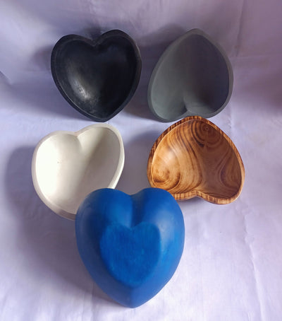 ONSALE Wholesale Handmade Heart shaped Bowls Set of 5 Coloured Dough Bowls Farmhouse Decor and Gift Bowls Valentines Colours Candle Bowls