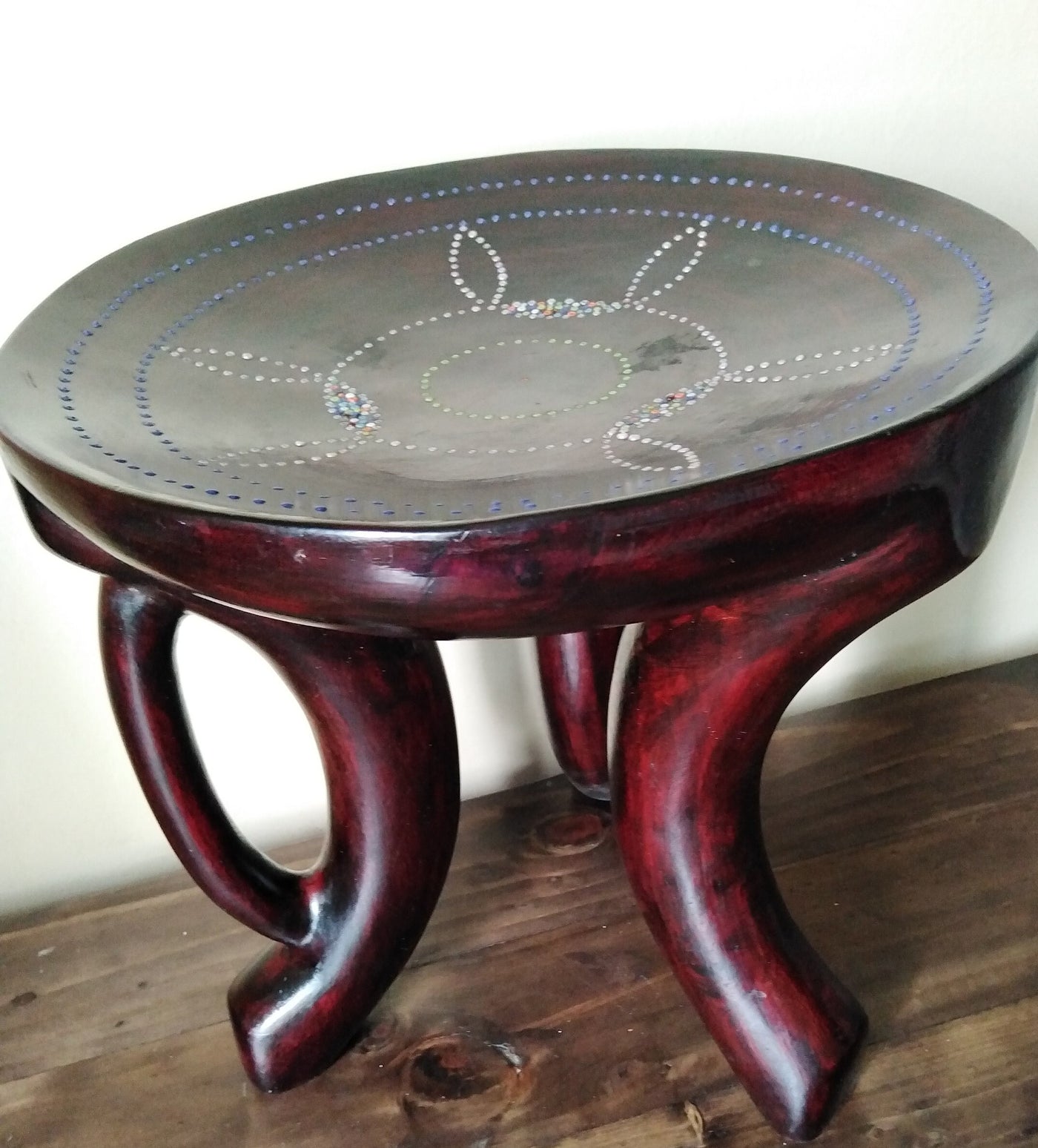 Personalised  Beaded African Stool. Modern Homes African Furniture. Custom-made Traditional Stool with personalised Art work. Gift Item Him.