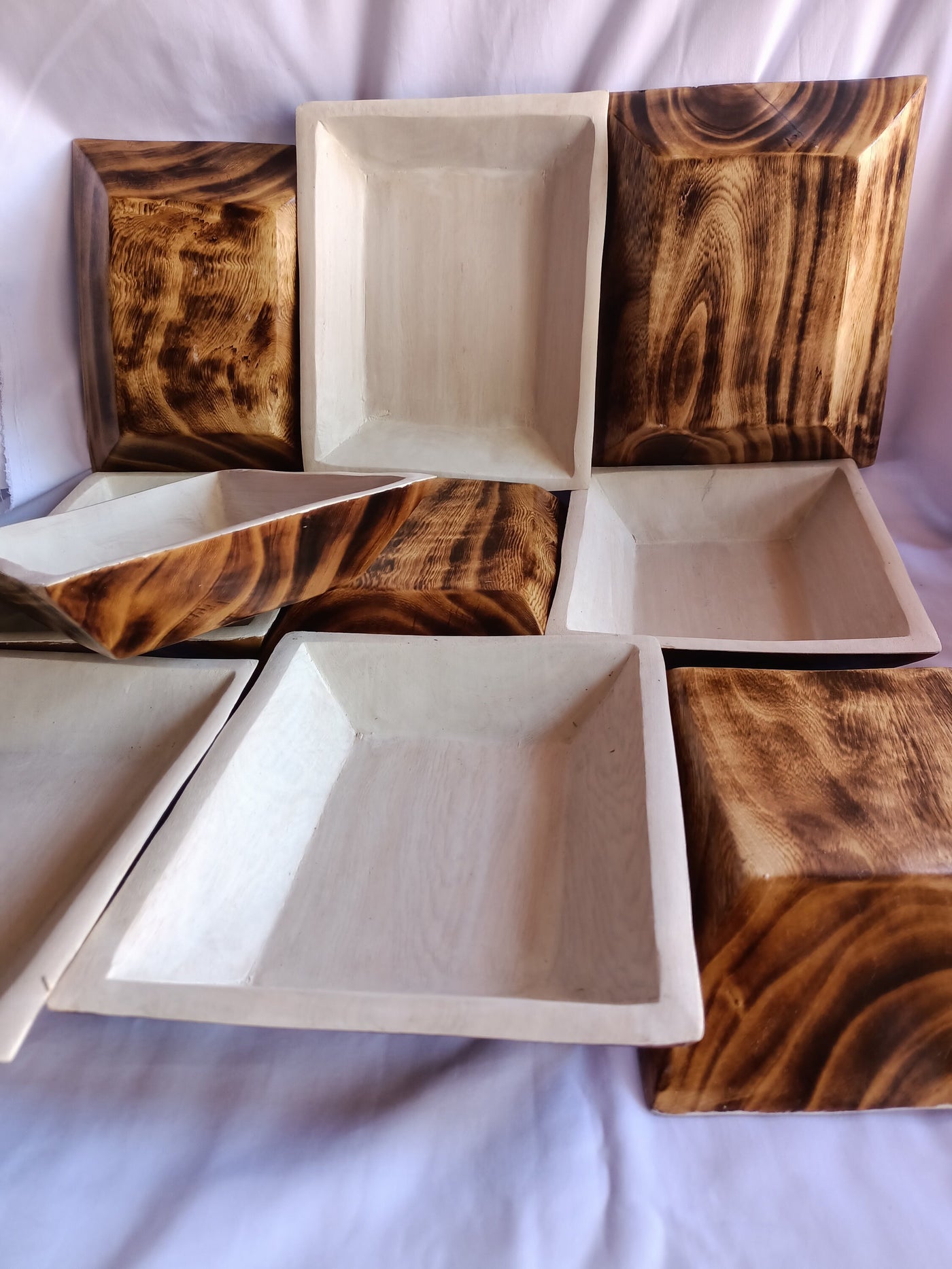Personalized 9*7" Natural wood Dough Bowls Painted white on the Inside Surface. QTY 10 Beautiful Engraved Business name Candle Bowls. SALE.